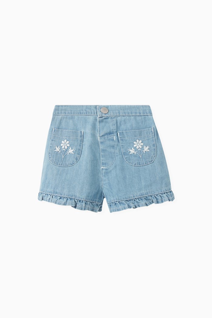 

Ruffle Shorts in Denim, Blue
