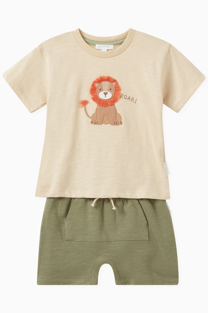 

2-piece Hungry Lion T-shirt & Shorts Set, Green