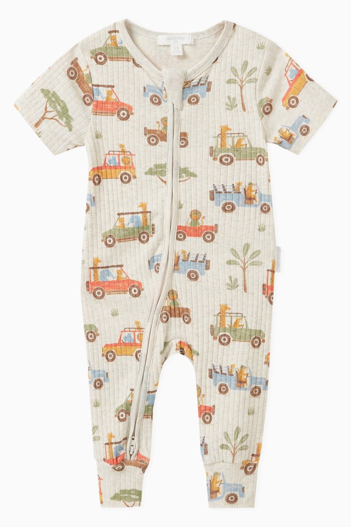 

Safari Rib Zip Romper in Stretch Organic-cotton, Multicolour