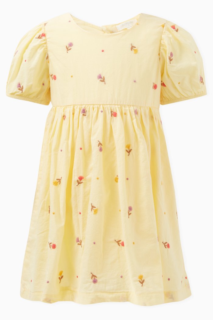 

Floral-embroidered Dress in Organic Cotton, Yellow