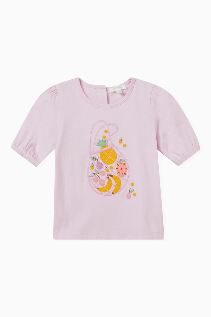 

Puff-sleeve T-shirt in Organic Cotton-jersey, Pink