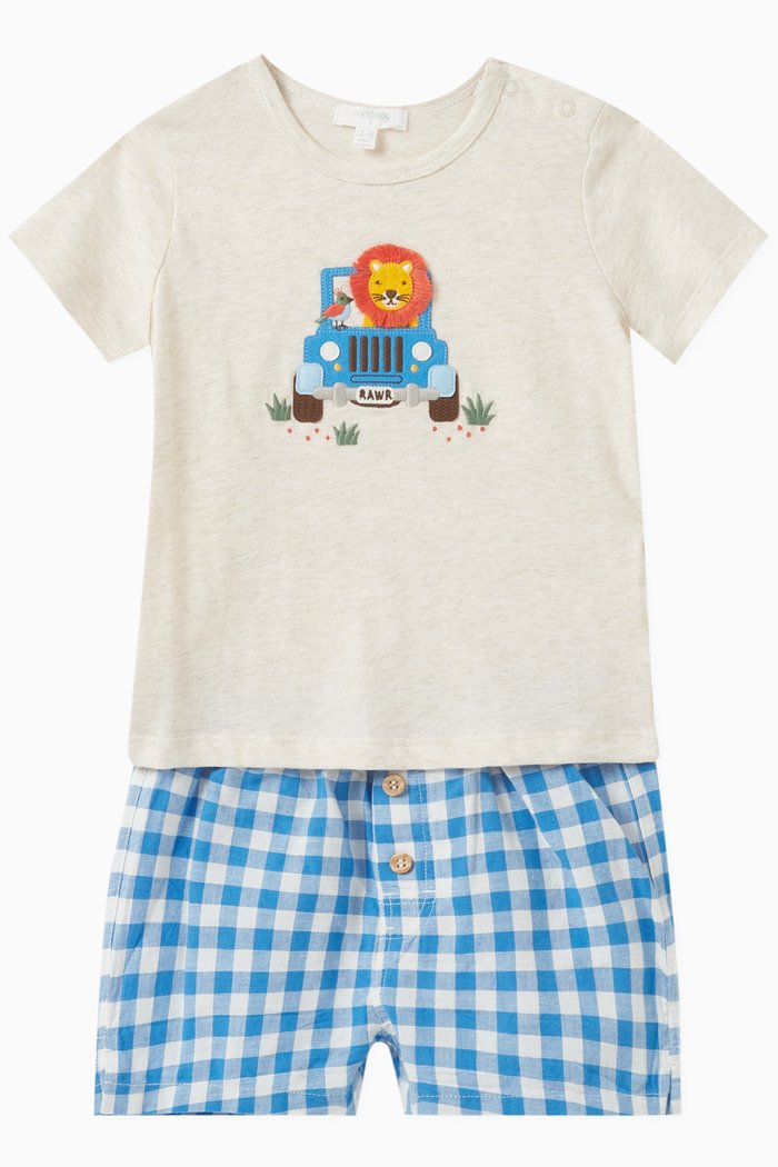

Graphic-print T-shirt & Shorts Set in Organic Cotton, Blue