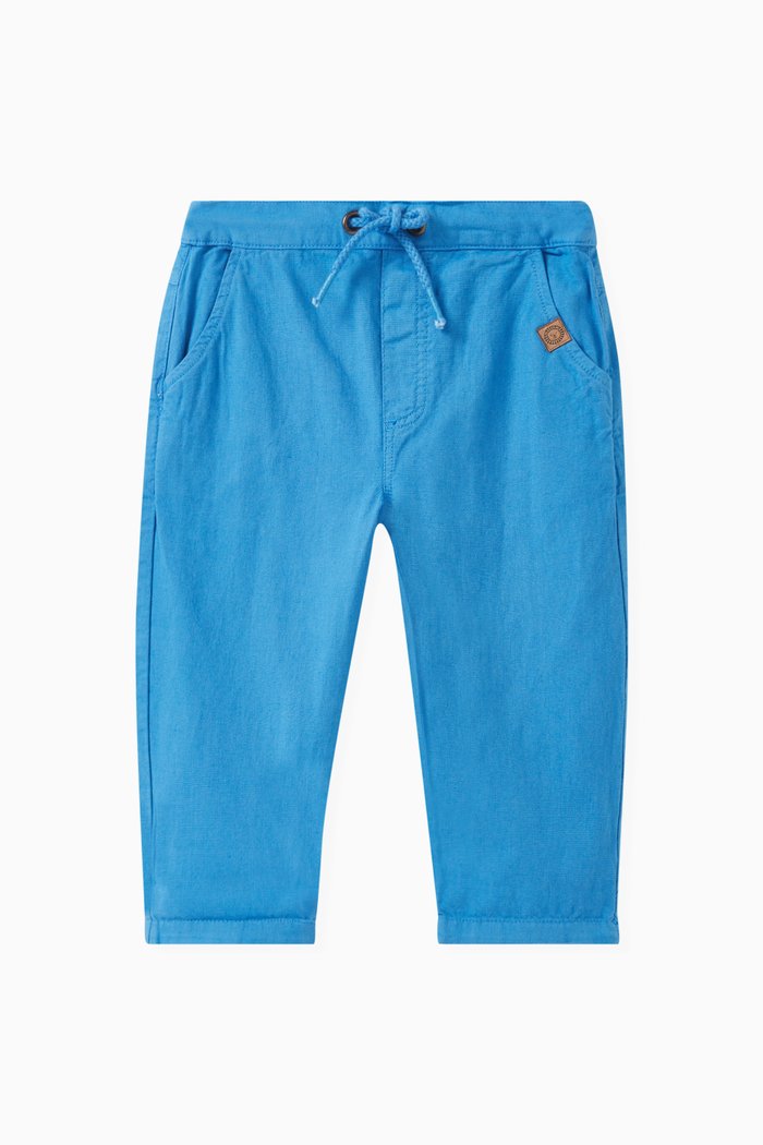 

Tapered-leg Chino Pants in Linen-blend, Blue