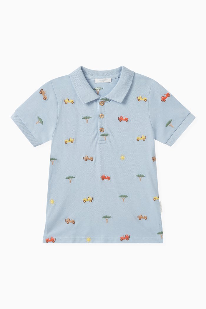

Safari Polo Shirt in Organic Cotton-piqué, Blue