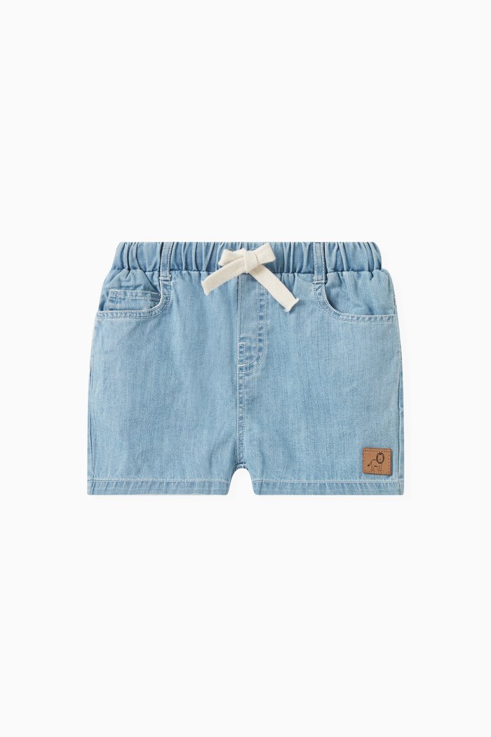 

Pull-on Drawstring Shorts in Denim, Blue