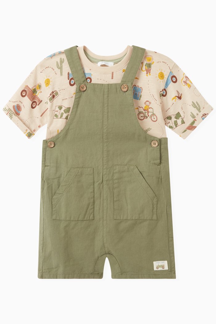 

2-piece Safari Overall Set in Linen-blend, Green