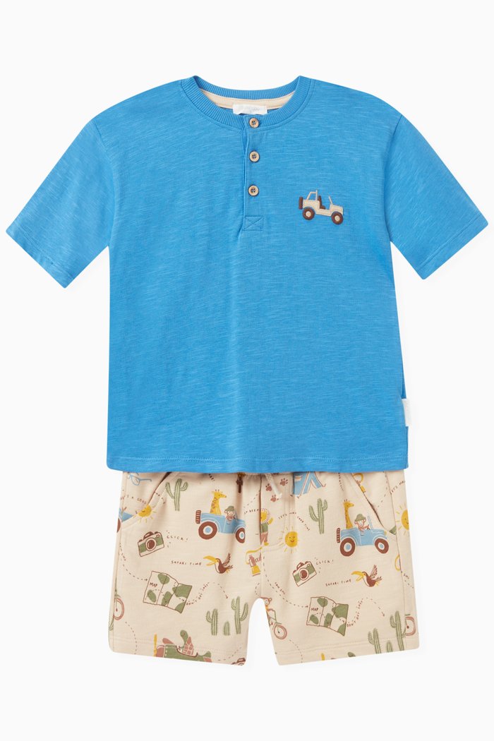 

Adventure T-shirt & Shorts Set in Organic Cotton, Blue