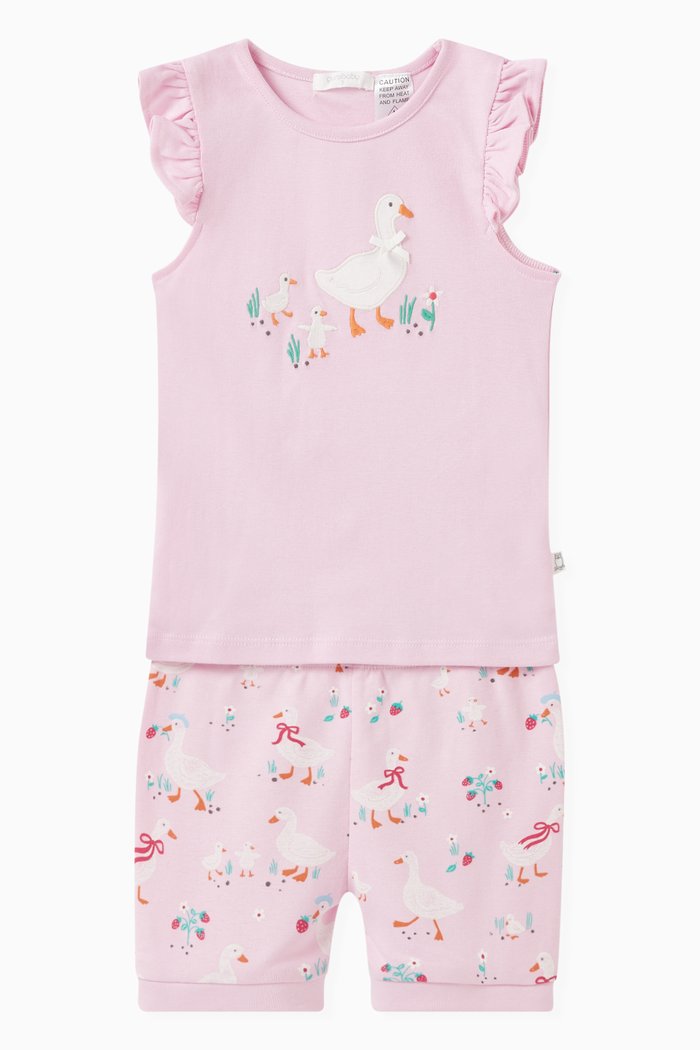 

Ruffle Pyjama Set in Organic Cotton-jersey, Pink