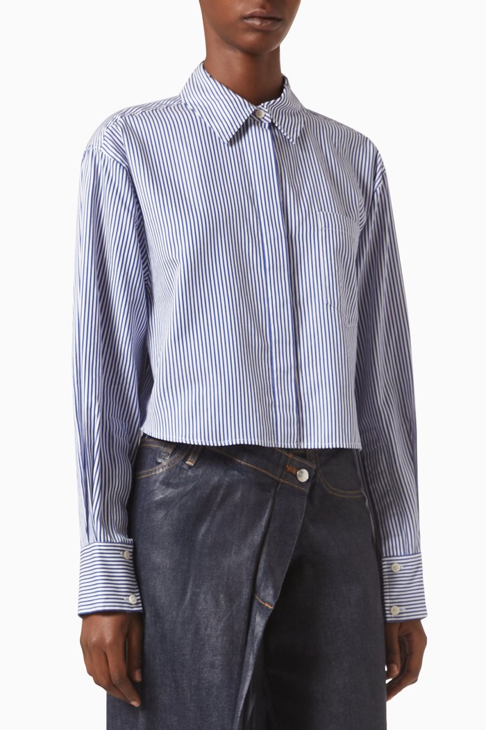 Renata Cropped Shirt in Cotton, Multicolour