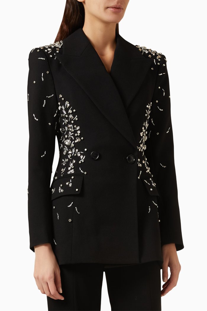

Getty Single Breasted Blazer in Cady, Black