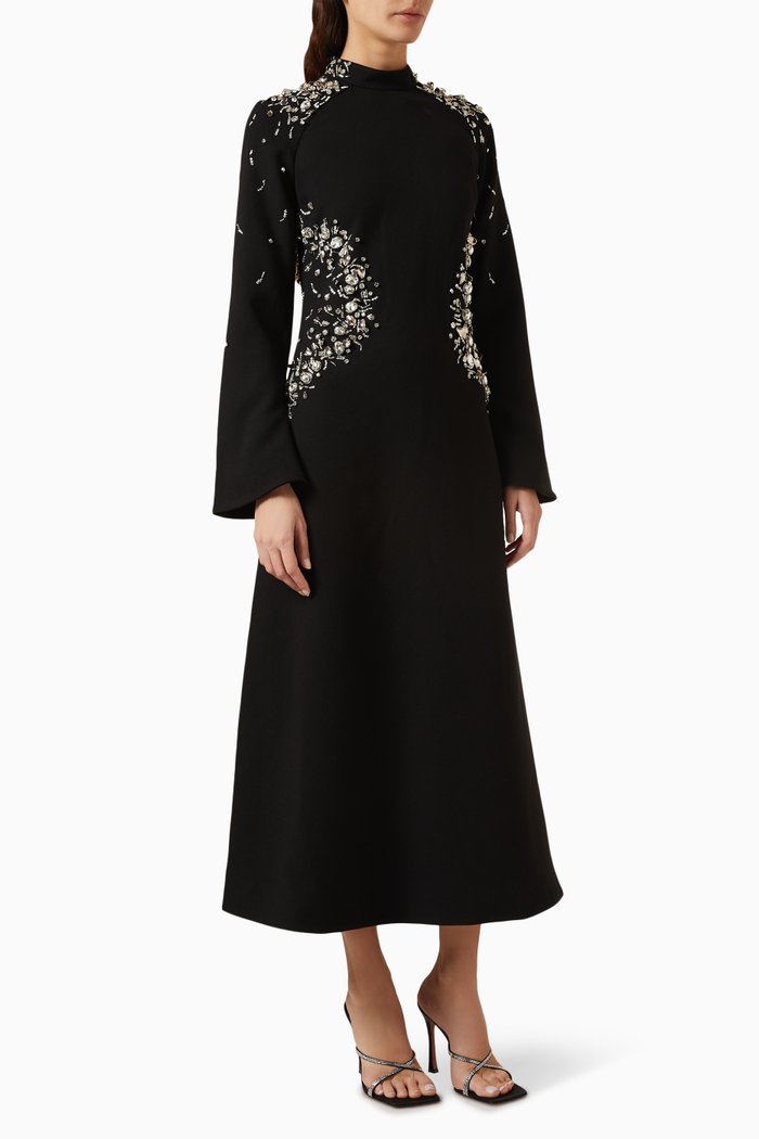 

Odetta Midi Dress in Cady, Black