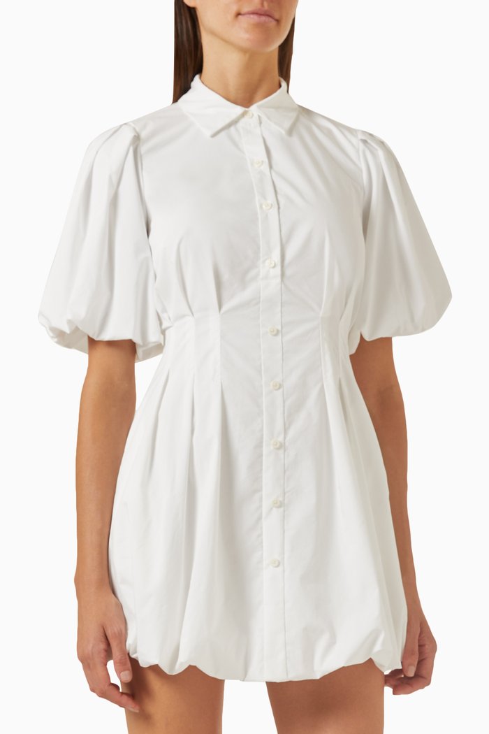 

Cleo Pintuck Mini Dress in Poplin, White