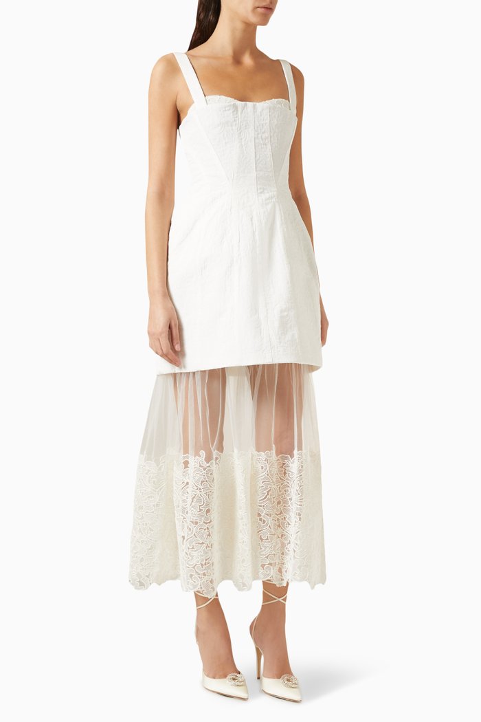 

Callan Bustier Midi Dress in Cotton-viscose, Neutral
