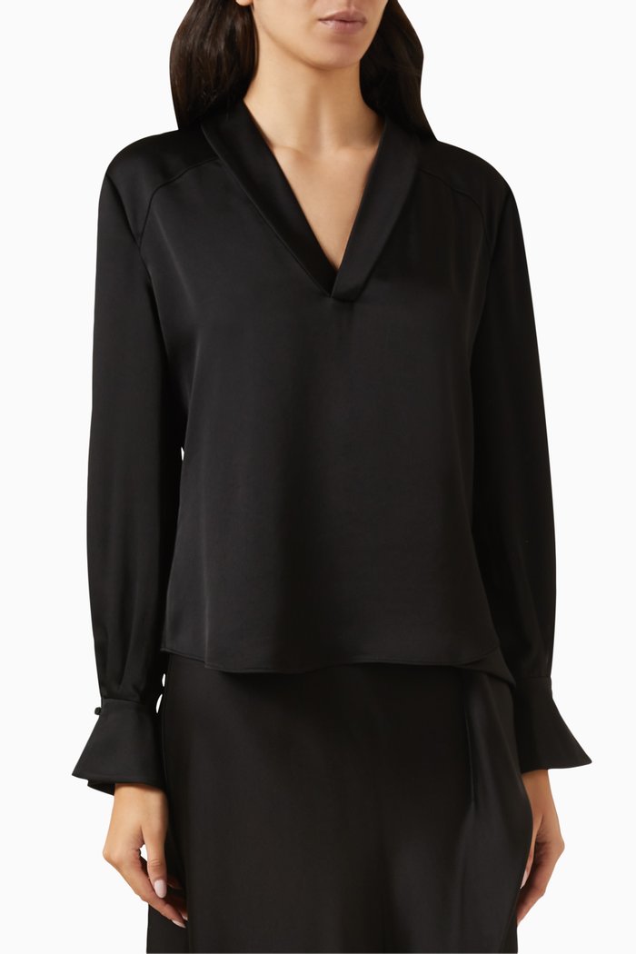 

Maisey Blouse in Satin, Black