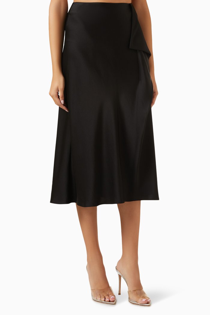 

Blane Midi Skirt in Satin, Black