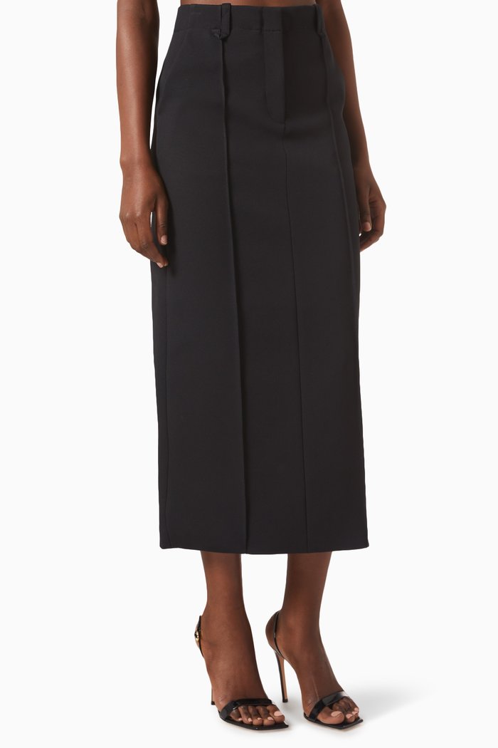 

Odell Midi Skirt in Crepe, Black