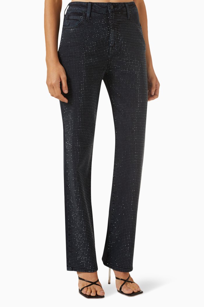 Liam Embellished High-rise Straight-leg Jeans, Black