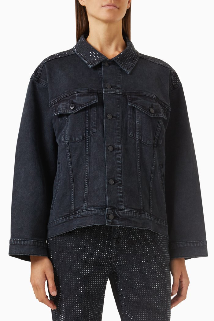 

Lambert Embellished Jacket in Denim, Black