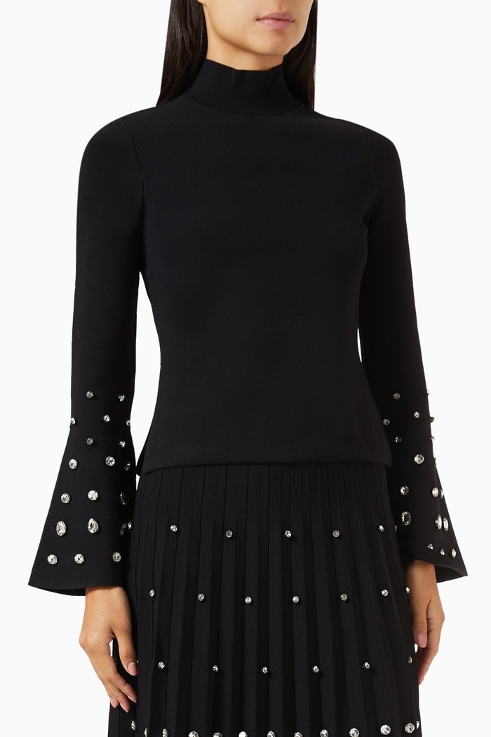 

Savina Embellished Bell-sleeve Top, Black