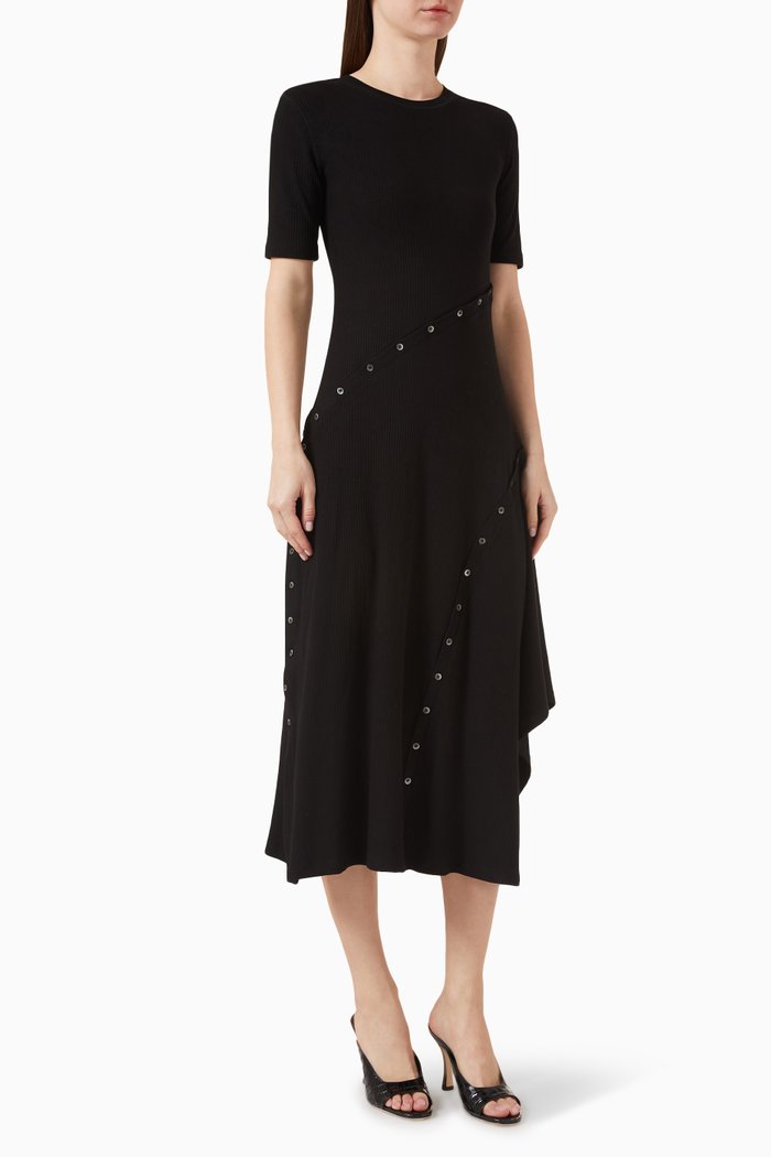 

Toma Midi Dress in Ribbed-viscose, Black