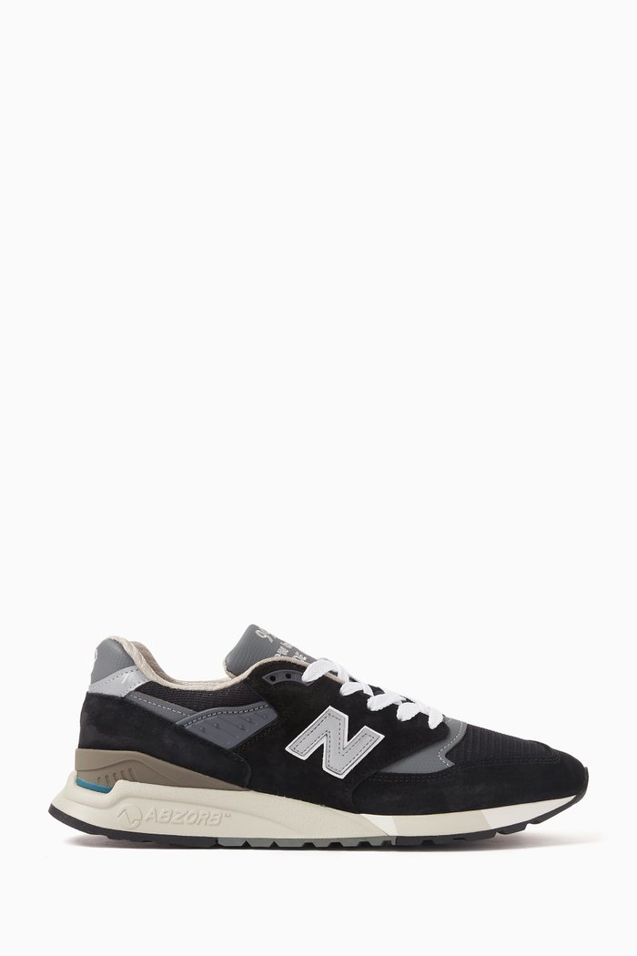 

998 Made in USA Sneakers in Suede & Mesh, Black