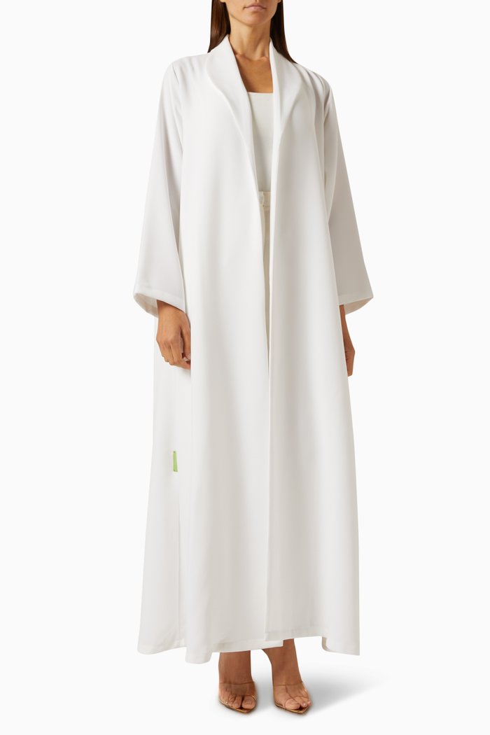 

Shawl-collar Abaya in Crepe, White