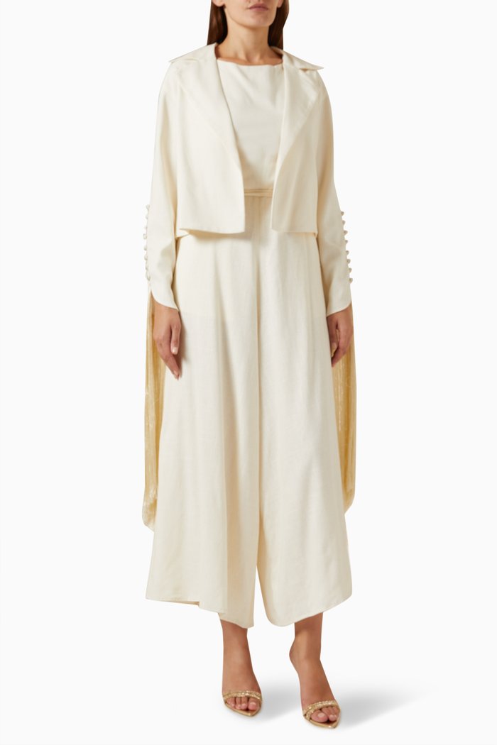 

Fringed Jacket & Jumpsuit Set, Neutral
