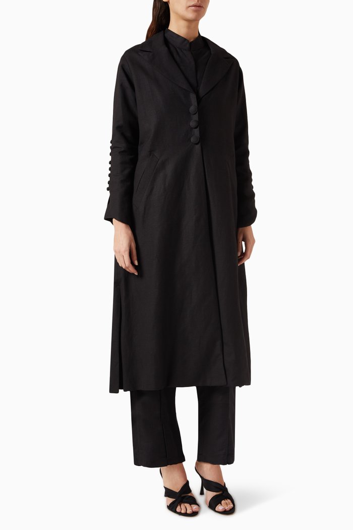 

Long Jacket, Shirt & Pant Set, Black