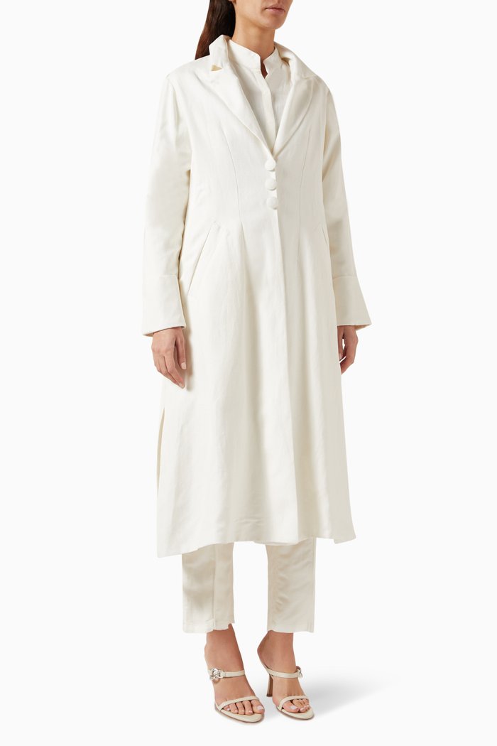 

Long Jacket, Shirt & Pant Set, White