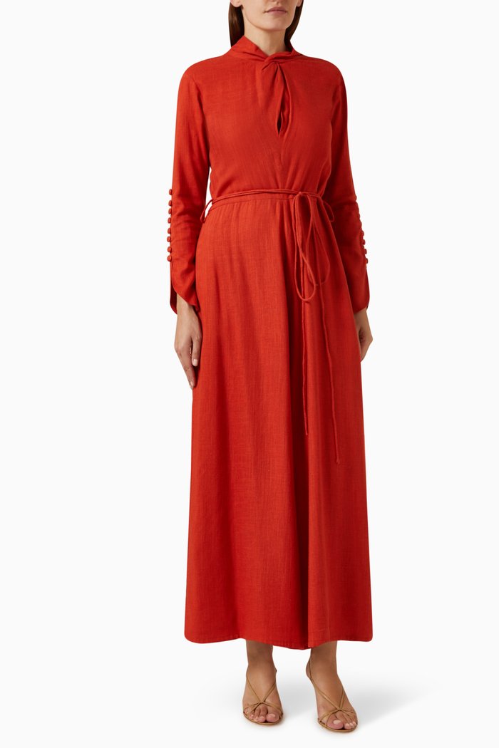 

Twisted-neckline Jumpsuit, Orange