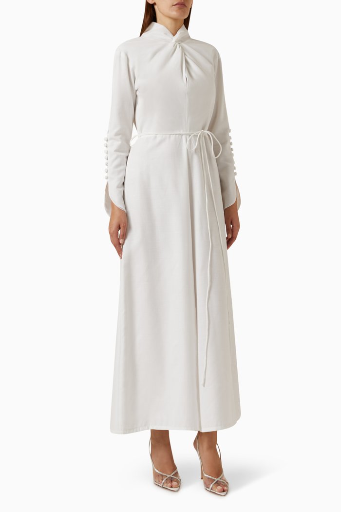 

Twisted-neckline Jumpsuit, White