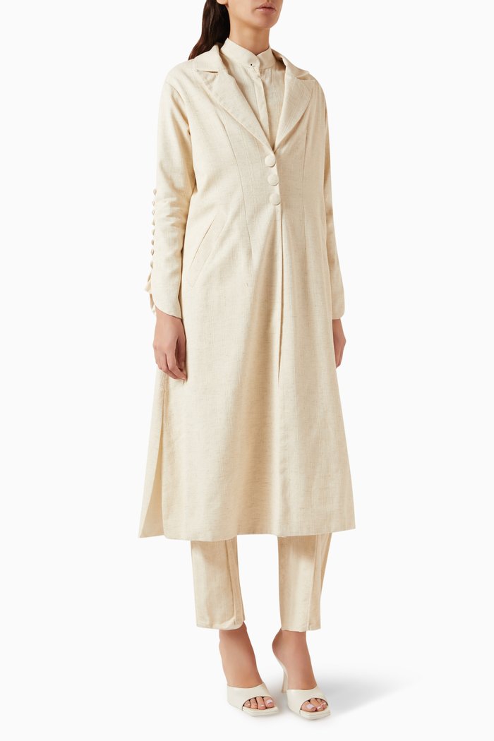 

Long Jacket, Shirt & Pant Set, Neutral