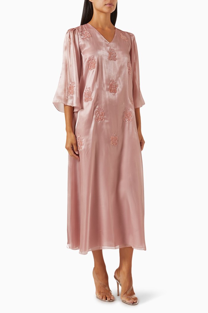

Embellished Maxi Dress in Satin, Pink