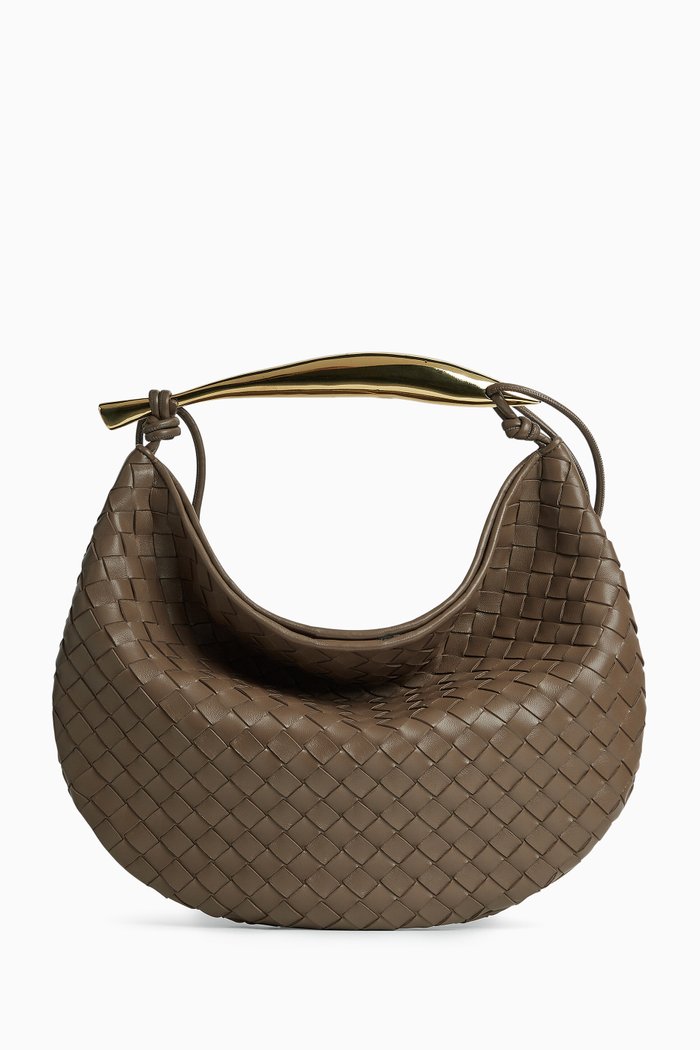 

Medium Sardine Crossbody Bag in Intrecciato Leather, Grey