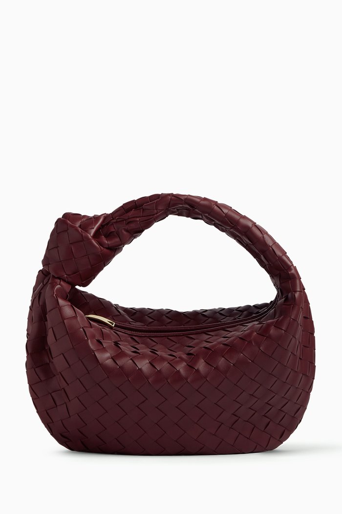 

Teen Jodie Shoulder Bag in Intrecciato Leather, Burgundy