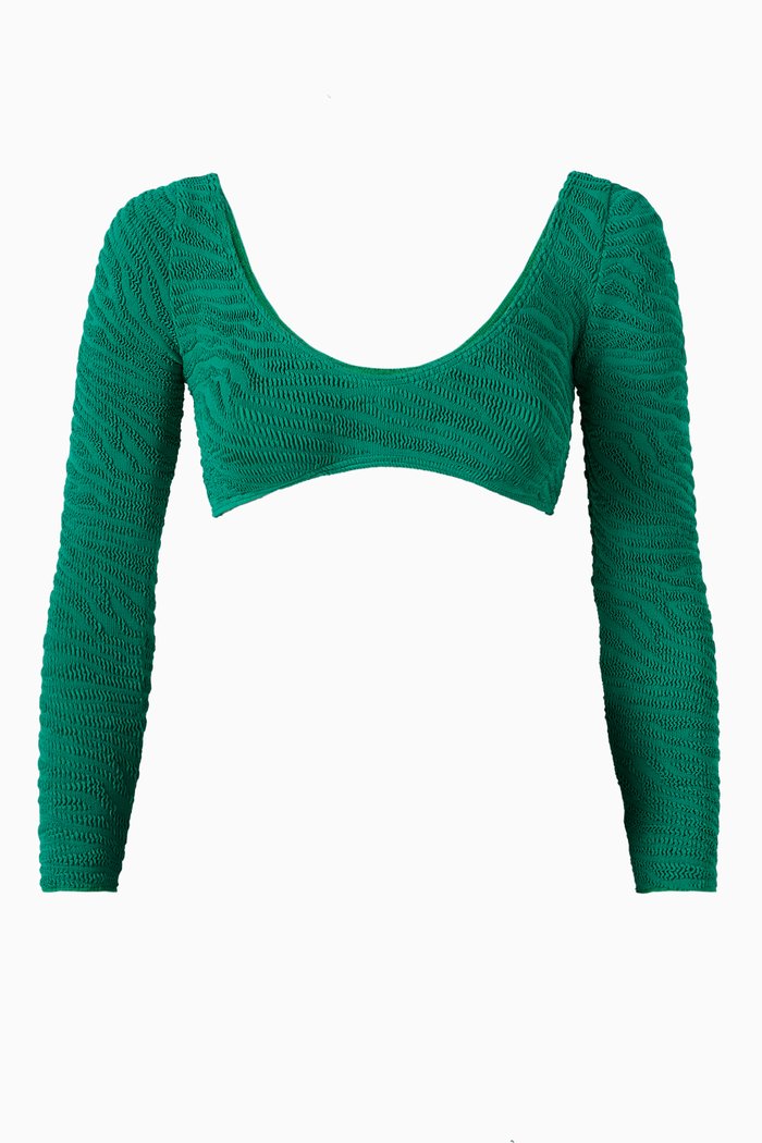 

Sera Crop Top in Stretch Jacquard, Green