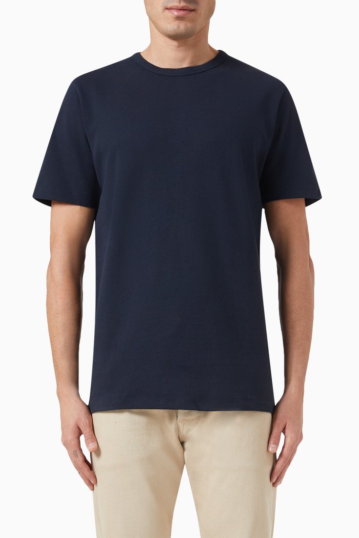 

Textured T-shirt in Cotton Piqué, Blue