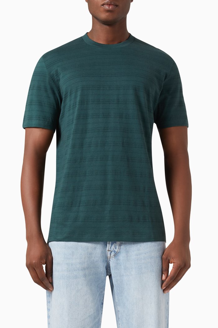 

Textured T-shirt in Organic Cotton, Green