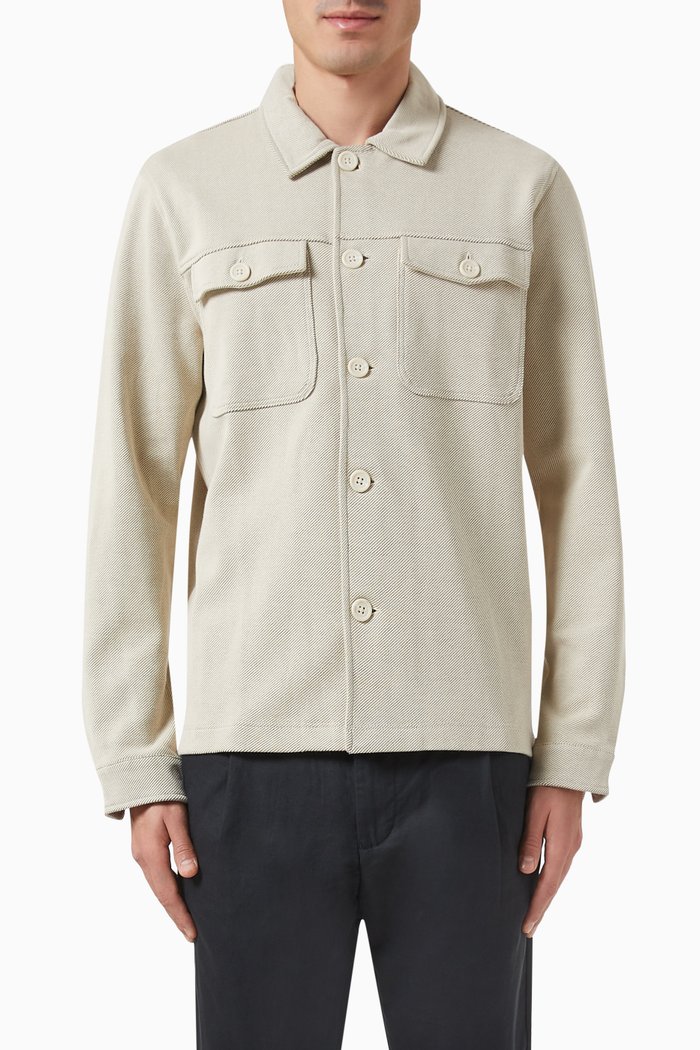 

Long-sleeved Overshirt in Organic Cotton Blend, Neutral