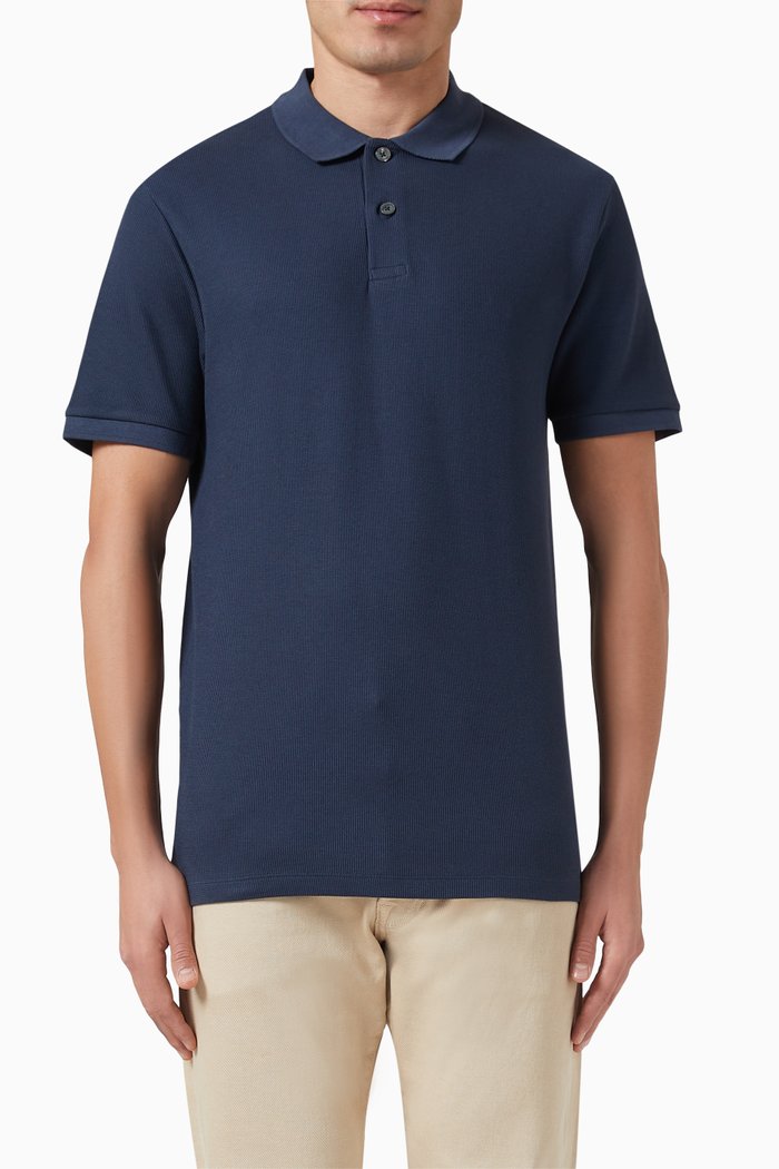 

Polo Shirt in Cotton Knit, Blue