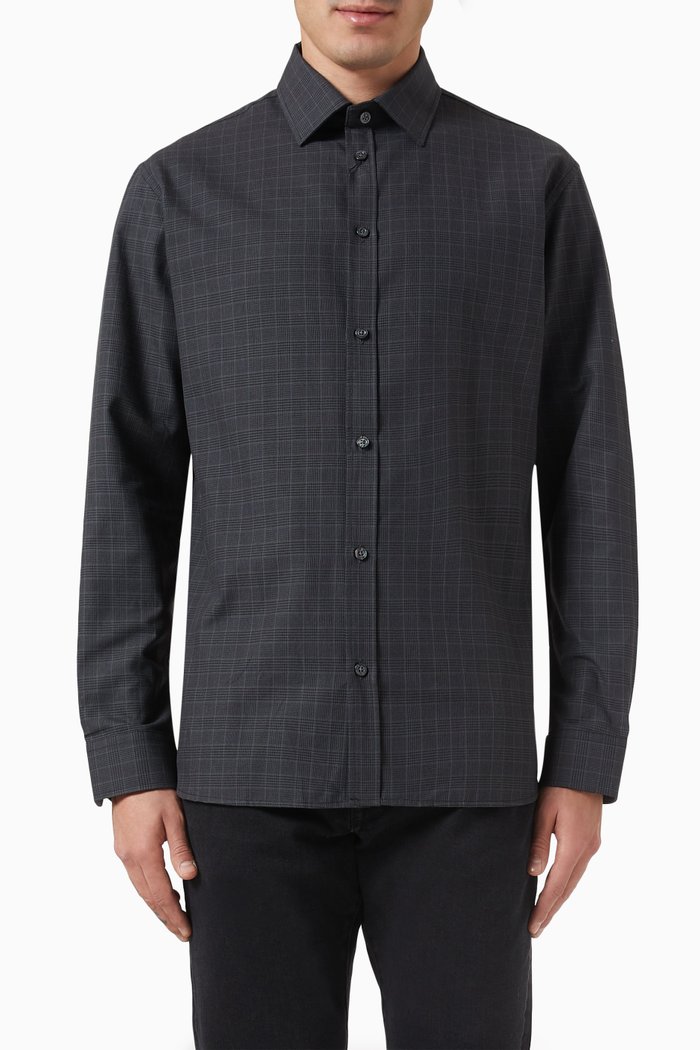 

Check-pattern Shirt in Cotton, Grey