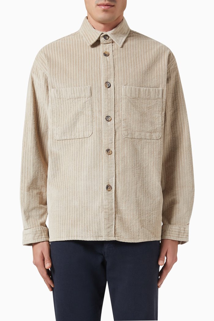 Corduroy Overshirt in Cotton Blend, Neutral