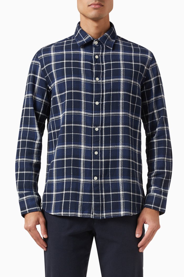 Checked Shirt in Cotton, Blue