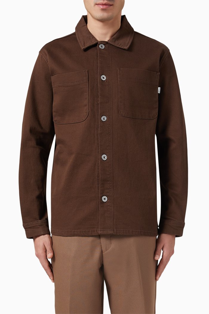 

Long-sleeved Overshirt in Organic Cotton, Brown