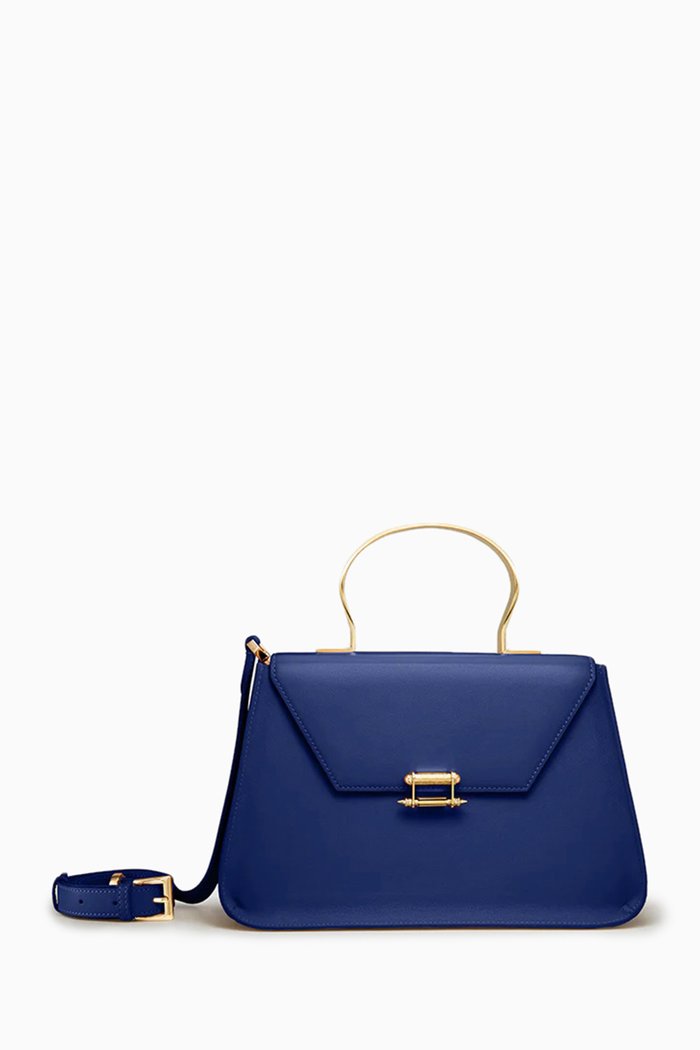 

Afaf Handbag in Calfskin Leather, Blue
