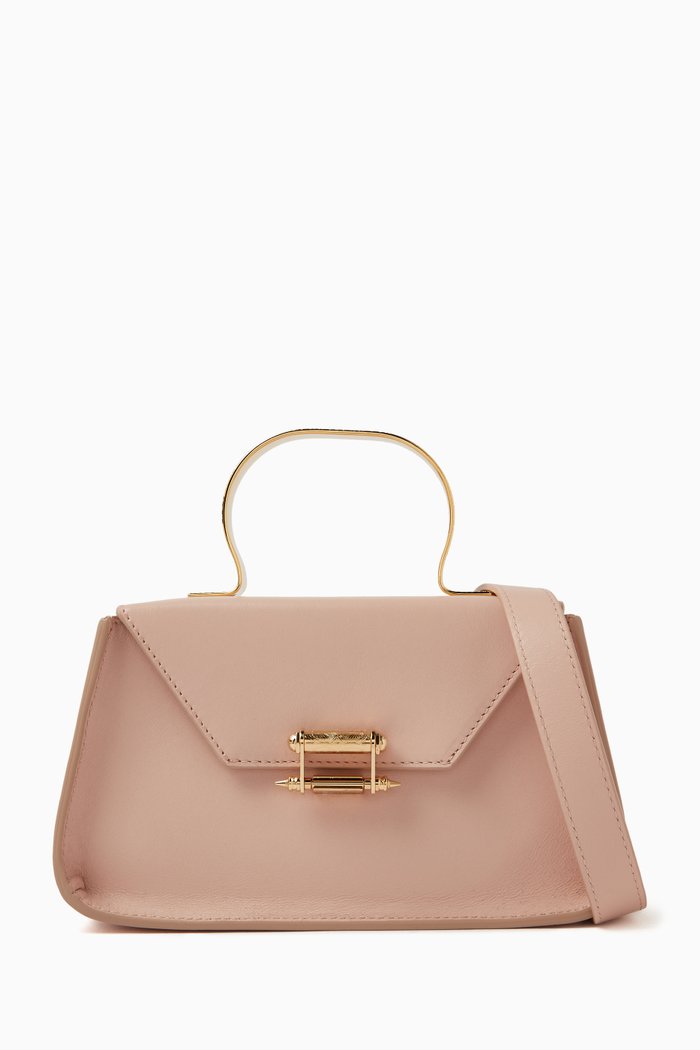 

Mini Afaf Handbag in Calfskin Leather, Neutral