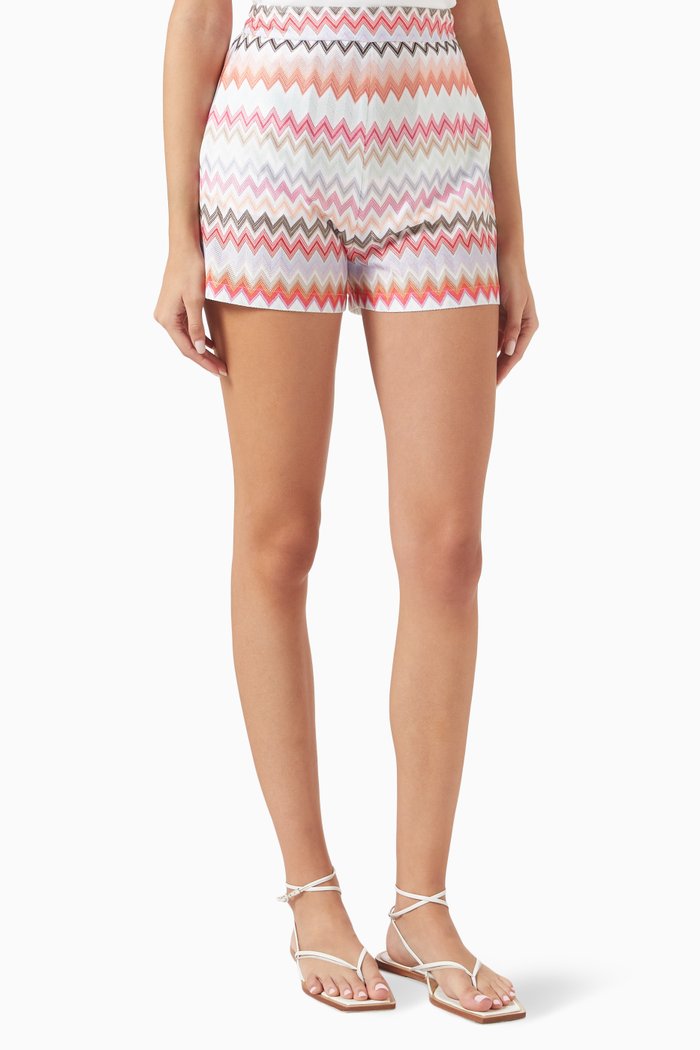 

Chevron Shorts in Cotton Knit, White