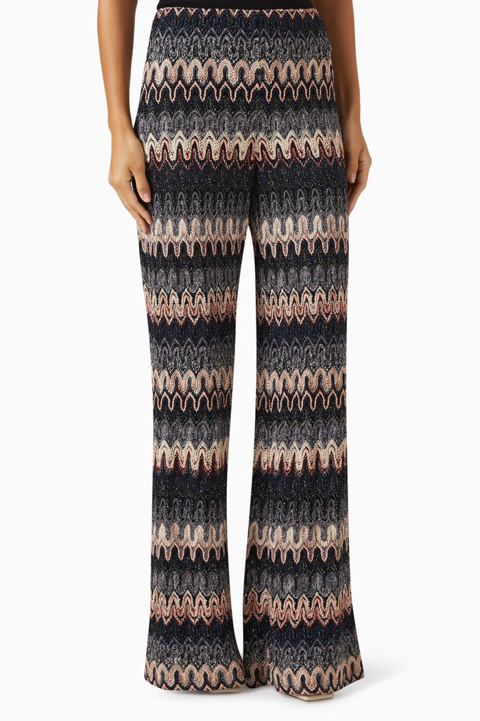 

Wide-leg Pants in Lamé Knit, Black