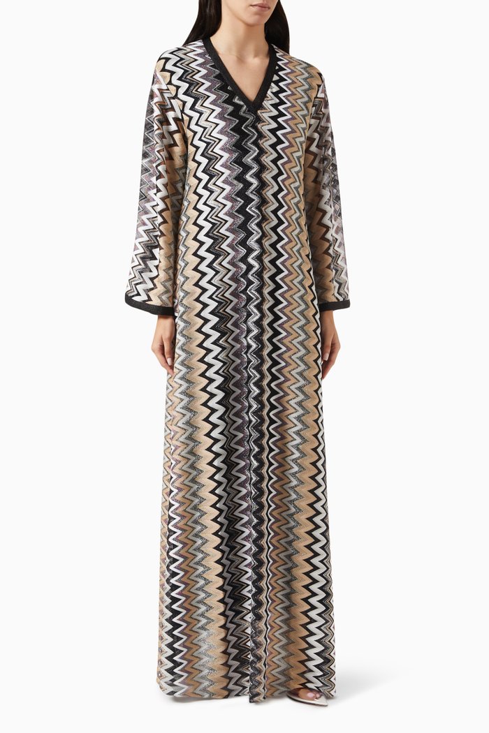 

Chevron Kaftan in Rayon-blend, Grey