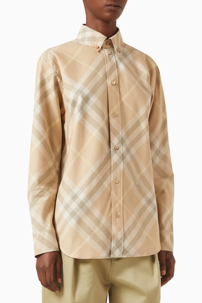 

Check Print Shirt in Cotton-Poplin, Neutral